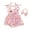 Pink, variant on Hienoo Newborn Girls Summer Smocked Mesh Romper Dress with Headband Set Casual Outfits