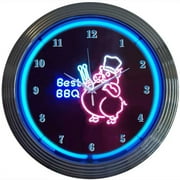 BBQ PIG NEON CLOCK  8BBQPI