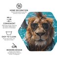 thumbnail image 3 of Honeii Hawaiian Swimming Lion print Leather Coaster Set of 4, ideal for safeguarding your furniture from drinks spills and effortless cleanup-Hexagon, 3 of 6