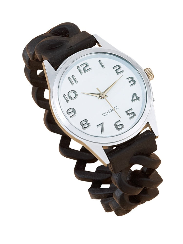 Women's Stylish EasytoRead Silicone Wrist Watch with Braided Stretch