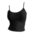 thumbnail image 4 of Endives Women's Ribbed Crop Top Tank Top With Built in Bra Spaghetti Strap Backless Tank Top Base Layer Casual Wear Black, 4 of 5