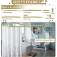 thumbnail image 3 of Curved Shower Curtain Rod 35-82In(2.9-6.8Ft), Gold Round Rustproof Shower Rod for Bathroom Bathtub, Adjustable Arched Shower Curtain Rod, Never Rust|Extra Space|Non-Slip|Expandable|Need to Drill., 3 of 6