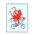thumbnail image 5 of Stupell Industries Red Octopus Tentacles Riding Blue Bike Bicycle Graphic Art White Framed Art Print Wall Art, Design by Amelie Legault, 5 of 5