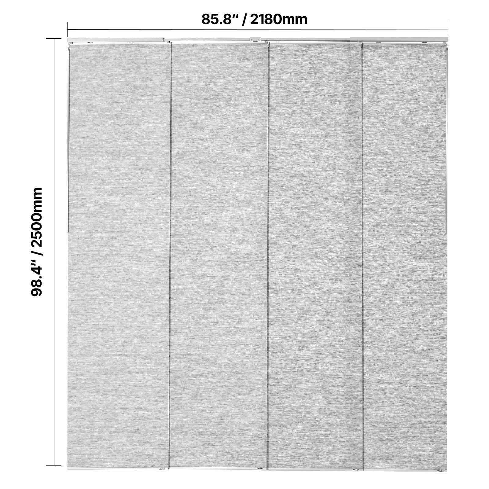 VEVOR Panel Track Blinds,Extendable Track from 45.8 in to 86 in W, Trimmable Panel Curtains Up to 96 in H, Adjustable Vertical Panel Blinds for Sliding Doors, Patio Doors, Room Divider, Window, Gray