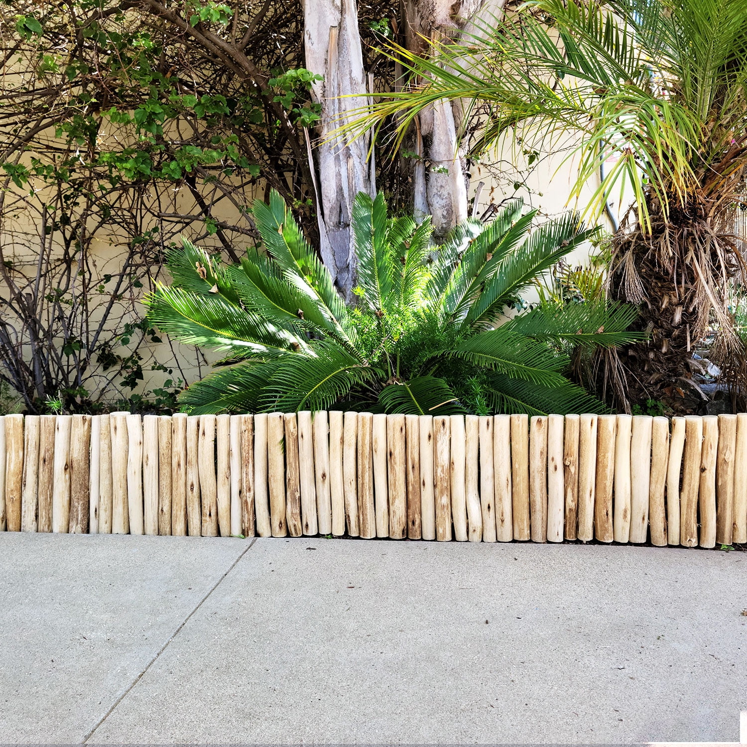 Backyard X-Scapes Natural Eucalyptus Garden Landscape Edging Border Flower Bed Fencing Flexible Wood Decorative Garden Border 72 in L x 12 in H x 1.25 in D