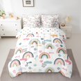 thumbnail image 2 of jejeloiu Multicolor Cute Rainbow 7-Piece Twin Bedding Sets,Kawaii Dogs Paws Bedding Comforter Set,Cartoon Lovea Pattern Sheet Sets For Teens,Luxury Bedroom Decor Reversible, 2 of 8