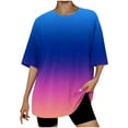 thumbnail image 1 of Timegard Womens Tops Crewneck Drop Shoulder Short Sleeve Tee Shirts Loose Workout Top Gradient Color, 1 of 4