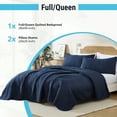 thumbnail image 3 of THD Winston - 3 Piece Full Queen Size Quilt Set, Lightweight Queen Bedspread Coverlet Set (Full/Queen, Navy Blue), 3 of 6