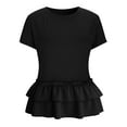 thumbnail image 5 of Aboser Women's Summer Short Sleeve T-Shirts 2026 Peplum Babydoll Tunic Tops Dressy Casual Ruffle Hem Shirt Casual Crew Neck Blouses, 5 of 9