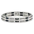 thumbnail image 4 of Stainless Steel Bracelet Contemporary Link, Other Men's 11 mm 8.75 in Chisel Polished with Dark Blue Ceramic and Cable Inlay Link, 4 of 6