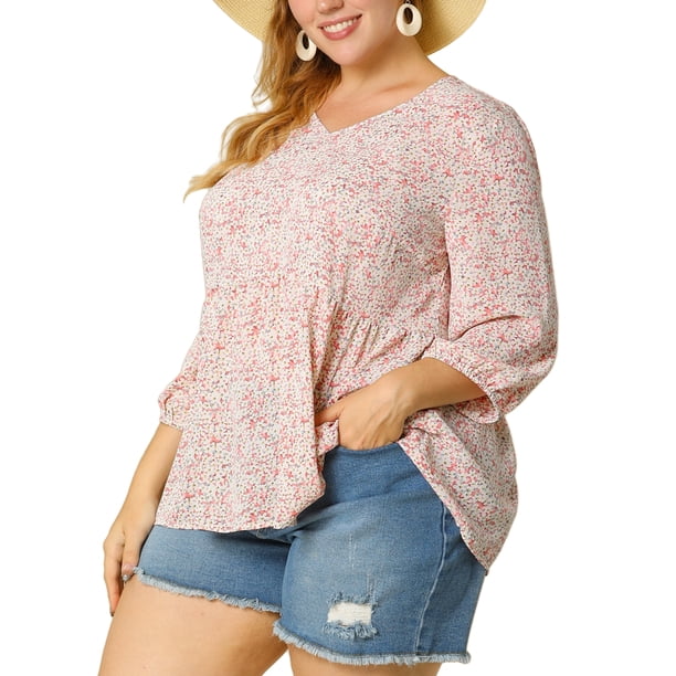 Blusa floral con Péplum Agnes Orinda TalGrande PaMujeres RoXL
