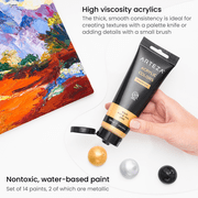 Arteza Acrylic Artist Paint, Multicolor, Set of 14, 120 mL