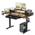 thumbnail image 4 of Sioweci 48x24 Inches Electric Standing Desk with Keyboard Tray, Height Adjustable Stand up Desk with 2 Drawers, Ergonomic Sit to Stand Desk with Storage Monitor Stand, Computer Table, Rustic,Brown, 4 of 11