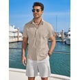 thumbnail image 3 of COOFANDY Men' Button Down Shirts Short Sleeve Shirts for Men Linen Textured Cotton Shirt, 3 of 6