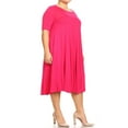thumbnail image 4 of MOA COLLECTION Women's Plus Oversize Solid Casual Loose Fit Short Sleeve Jersey Knit A-Line Midi Dress, 4 of 5