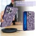 thumbnail image 4 of for iPhone 13 Pro Max Phone Case Glitter, Compatible with Magsafe Magnetic Cases, Transparent Luxurly Plated Sparkly Design, Soft Shockproof Camera Lens Protective Back Cover, Purple, 4 of 12
