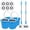 Blue, variant on 360° Spin Mop and Bucket Set, Cleaning System with 3 Microfiber Mop Heads, 61" Adjustable Handle, for Home & Bathroom Floor Cleaning, Multiple Colors & Styles Available