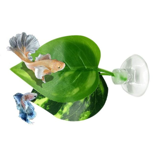 Decoración para peceras, lecho de hojas artificiales para acuario, lecho de hojas artificiales, accesorios para acuarios, hoja de descanso para peces Betta, mejore su experiencia Jadeshay A