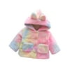 Wayren USA Little Baby Girls Faux Fur Coat, Tie-dyed Rabbit Ears Hooded Button Outwear, Winter Jacket