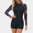 thumbnail image 4 of Nmnitkp UPF 50+ Modest Long Sleeve Swimsuits for Women Floral Zipper High Neck Bathing Suit Rash Guard Surfing One Piece Swimwear, 4 of 7