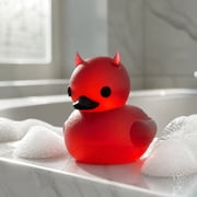 MMJ Transparent Resin Devil Red Duck Figurine with Horns Spooky Gothic Tabletop Decor for Halloween Gift