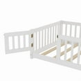 thumbnail image 6 of Montessori Bed with Rails, Twin Size Floor Bed with Door & Slats Support, Wood Playhouse Bed with Fence, No Box Spring Needed,White, 6 of 8