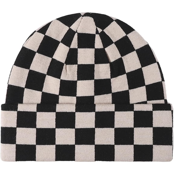 AKcxy Outdoor Plaid Beanie Cuff Unisex Winer Warm Soft Knit Hat