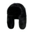thumbnail image 2 of harmtty Women Winter Imitation Mink Lei Feng Hat Solid Color Plush Hat Thickened Warm Ski Coldproof Earflap Hat Black, 2 of 8