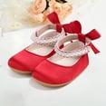 thumbnail image 2 of Zanarzt Soft Sole Baby Shoes Infant Baby Girls Mary Jane Flats Non Slip Rubber Sole with Bownot Toddler First Walkers Princess Wedding Dress Shoes Red,US 3.5, 2 of 6