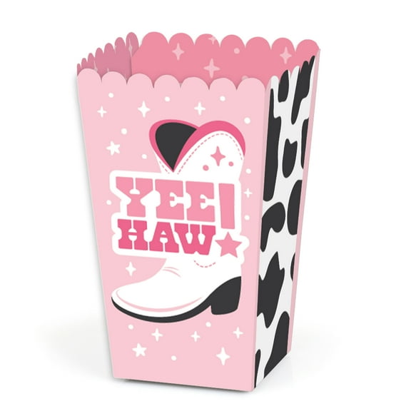 Big Dot of Happiness Rodeo Cowgirl - Pink Western Party Favor Popcorn Treat Boxes - Set of 12