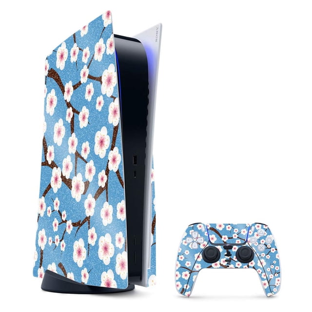 MightySkins Glossy Glitter Skin Compatible with Playstation 5 Bundle - Japanese Spring | Protective, Durable High-Gloss Glitter Finish | Easy to Apply, Remove, and Change Styles | Made in The USA