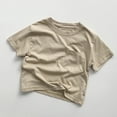 thumbnail image 2 of Hduncf Infant Cotton Short Sleeve Pocket Tee Toddler Baby Boys Girls Round Neck Solid Colour Base T-Shirt Top Khaki 9-10Years, 2 of 3