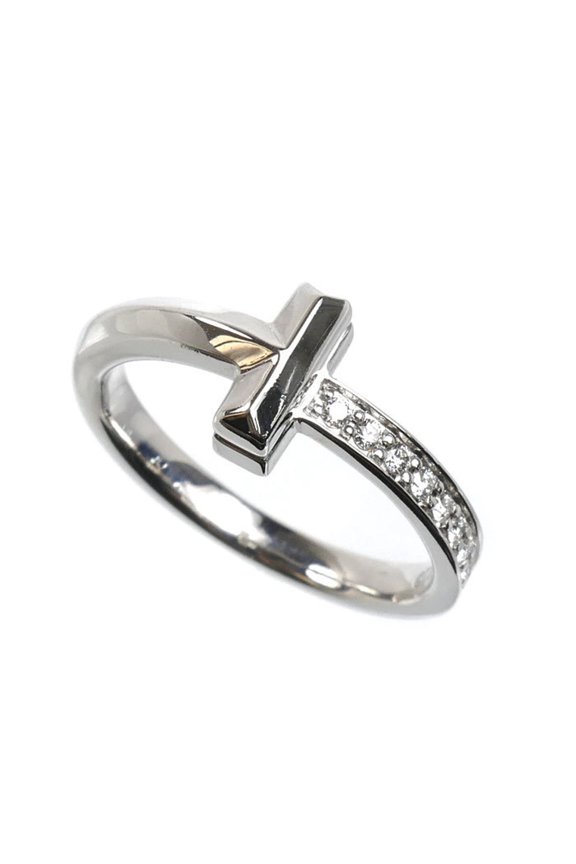 Pre-Owned TIFFANY&Co. Tiffany & Co. 18KWG White Gold T One Diamond Ring (67795512) - 3.9g...