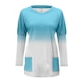 thumbnail image 4 of WEAIXIMIUNG Chemises à Manches Longues pour Femmes Col en V pour le Travail Femmes Automne et Hiver Mode Décontractée Col Rond Manches Longues T-Shirt Haut Poche Manches Bouffantes Imprimé Haut, 4 of 4