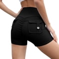 thumbnail image 2 of Breezora Women's High Waist Button Detail Yoga Shorts Scrunch Lifting Workout Running Quick Dry Gym Bottoms, 2 of 8