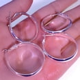 thumbnail image 3 of Hoop Earrings for Women,Sterling Silver Hoop Earrings Large Hypoallergenic Lightweight 30/50mm 2 Pairs, 3 of 7