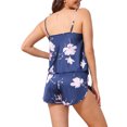 thumbnail image 3 of INSPIRE CHIC Women's Satin Pajamas Sets Cami Top with Shorts 2 Pcs Sleepwear Silky Pajama Set L Dark Blue, 3 of 6