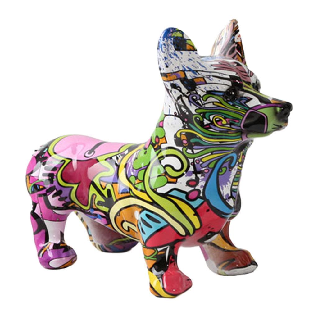 Corgi Statues Multicolor Animal Collectable Creative Color for Bookcase 