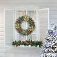thumbnail image 4 of Artificial Christmas Wreath with Festive Ornaments - 13.7 Inch Red Gold Front Door Wreath for Xmas Holiday Hanukkah Decor, 4 of 7