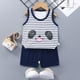 thumbnail image 1 of Conjunto de 2 piezas para niños, Camiseta de algodón, pantalones cortos, ropa para niños, trajes sin mangas qym unisex, 1 of 2