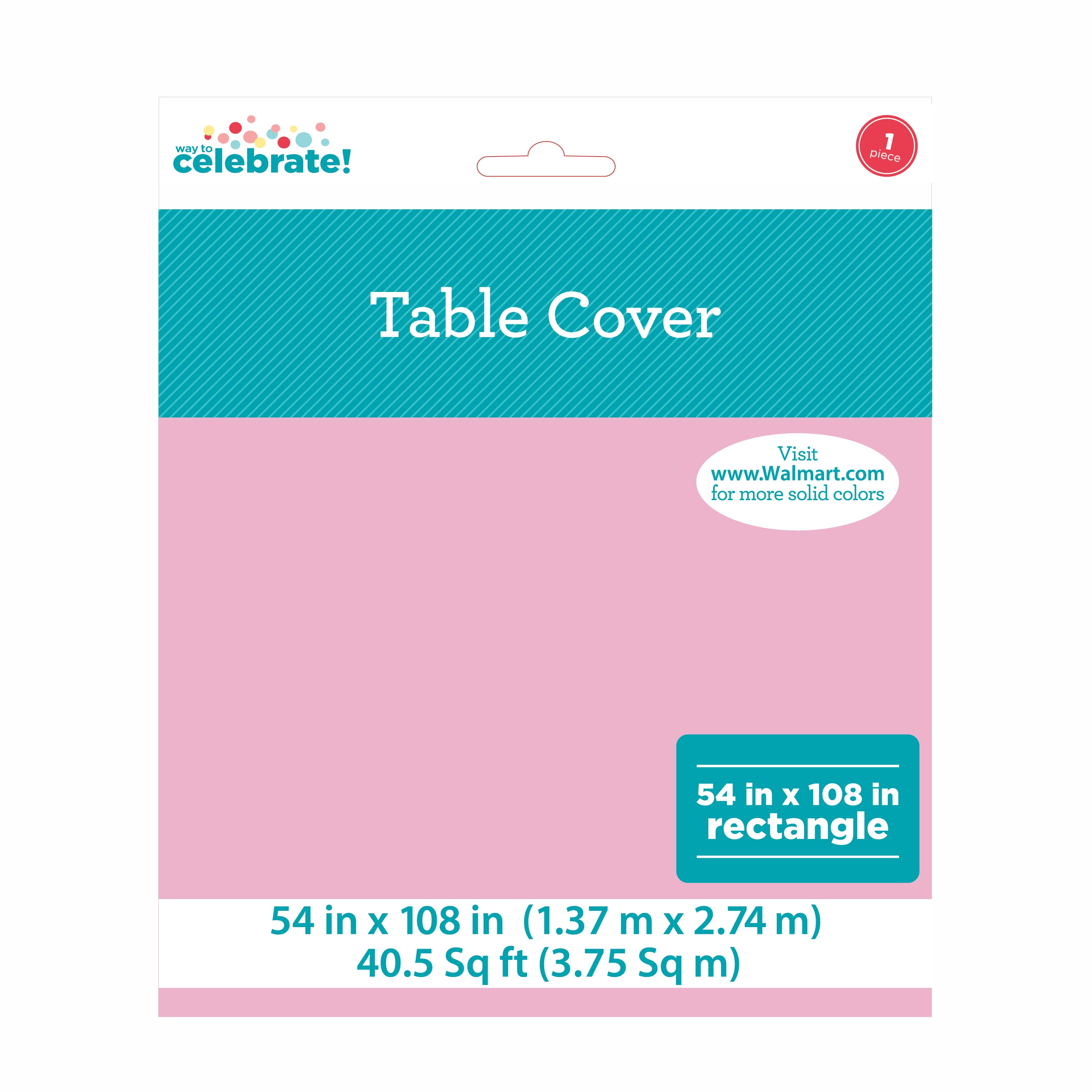 1CT 54 IN x 108IN Light Pink Rectangular Plastic Table Covers by Way To Celebrate