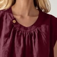thumbnail image 6 of CQONEPT Womens Sunmmer Tops Cotton Linen Tank Tops Crewneck Loose Casual Sleeveless Summer Vacation Shirts Wine 3XL, 6 of 7