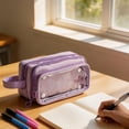 thumbnail image 6 of Lzobxe Pencil Pouch Large Capacity Pencil Case with Zipper and Clear Window, Stationery Holder Cosmetic Bag with Handle for College, Office, Travel, 6 of 9