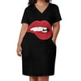thumbnail image 3 of Vestido de bolsillo suelto con mordedura de labios, vestido de noche de lujo para mujer para boda, ropa de mujer, vestido de mujer, 3 of 7