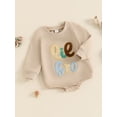 thumbnail image 3 of Suealasg Newborn Baby Boys Fall Romper Long Sleeve Round Neck Letter Embroidery Jumpsuit Playsuit 3 6 12 18 Months Infant Boys Autumn Clothes, 3 of 7