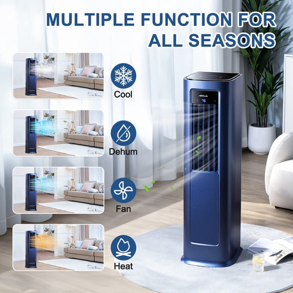 9,000 BTU (DOE) Portable Air Conditioner Cools 1,000 sq. ft. with Dehumidifier, Heater and Remote, with 1.2m Drain Hose