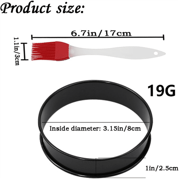 8Pack Crumpet Rings Nonstick English Muffin Rings 3.15 Inch