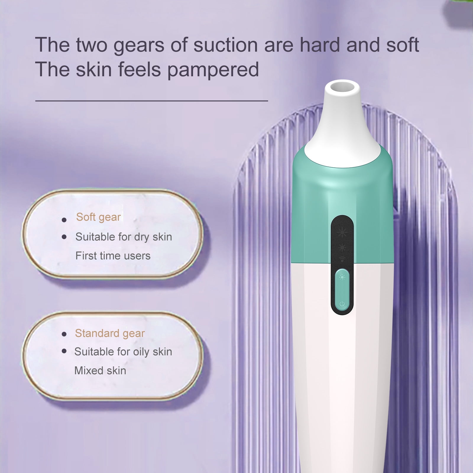 Blackhead Remover with Camera - 6.8 x 1.4 x 1.3in, 200W HD Camera for Visual Cleaning, 2 Suction Levels, Ergonomic Design(Purple)