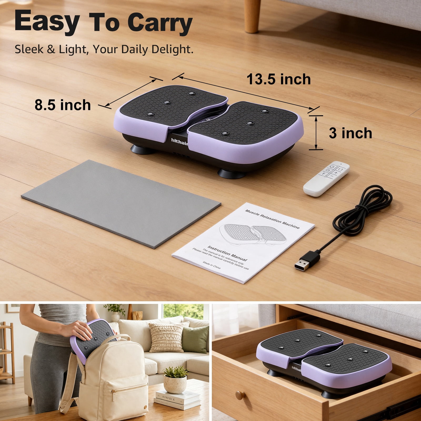 Hlthair Mini Vibration Plate Machine For Lymphatic Drainage, Shake Plate Exercise Machine Fat Burner For Weight Loss, Portable Shaking Whole Body Workout Vibration Platform for Home Gym 1 Piece