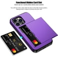 thumbnail image 2 of KOMI pour iPhone 13 Pro Étui avec Porte-Cartes [Ranger 5 Cartes] Double Couche Robuste Antichoc Étui Portefeuille iPhone 13 Pro avec Fente pour Carte Cachée Grand Étui de Rangement pour iPhone 13 Pro (Violet), 2 of 5